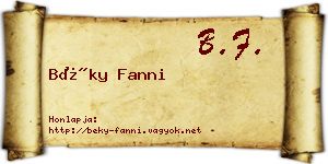 Béky Fanni névjegykártya